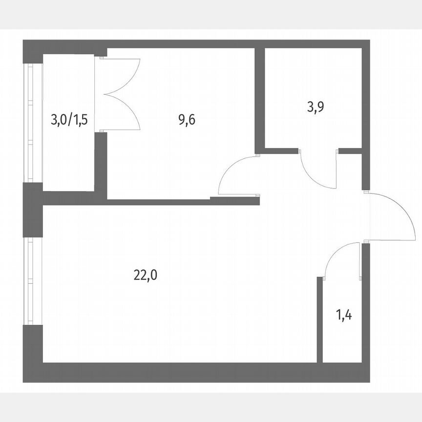 1-к. квартира, 38,6 м², 2/12 эт.