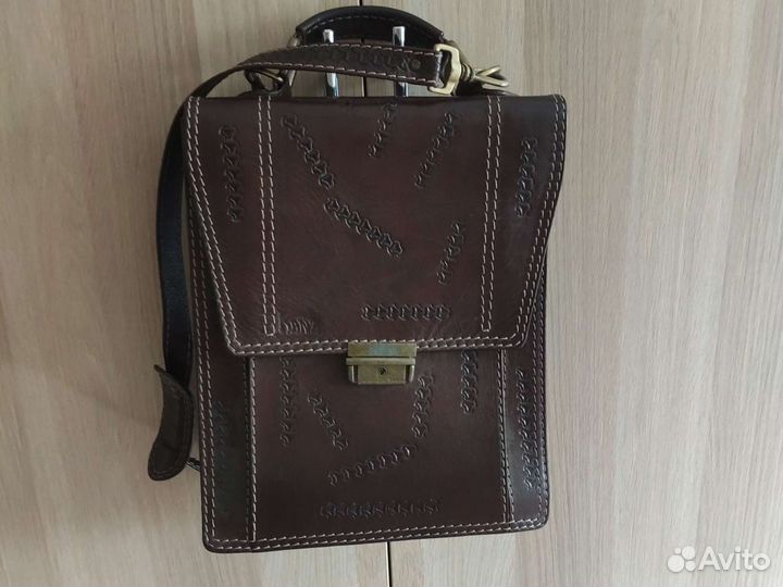 Мужской кожаный портфель-сумка