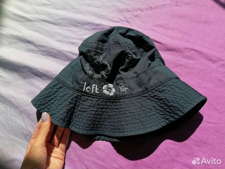 Панама летняя синяя с цветами хлопок панамка