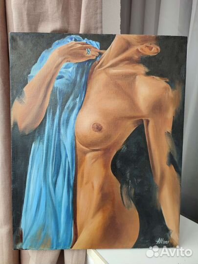 Обнаженная девушка, ню, грудь, картина с эротикой