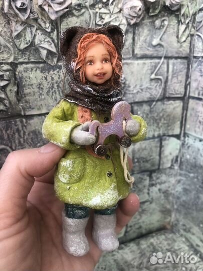 Ватная елочная игрушка ручная работа