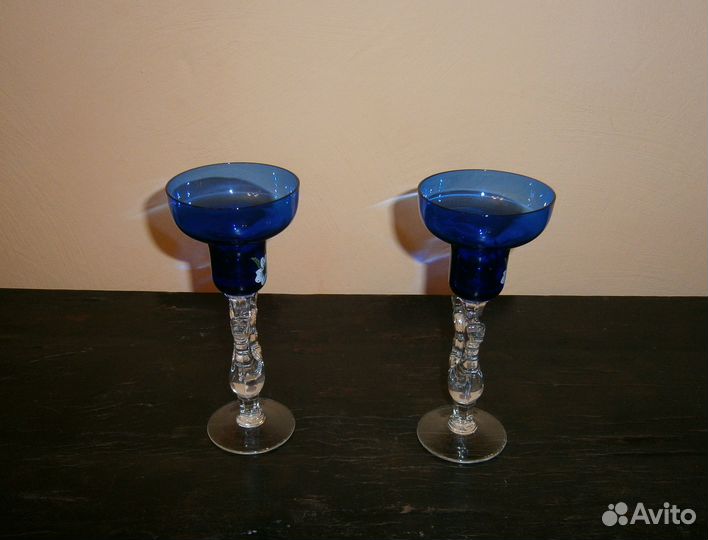 Парные подсвечники Гусь хрустальный СССР