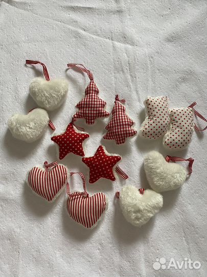 Елочные игрушки тканевые меховые IKEA 12шт