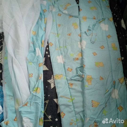 Бортики в детскую кроватку + балдахин