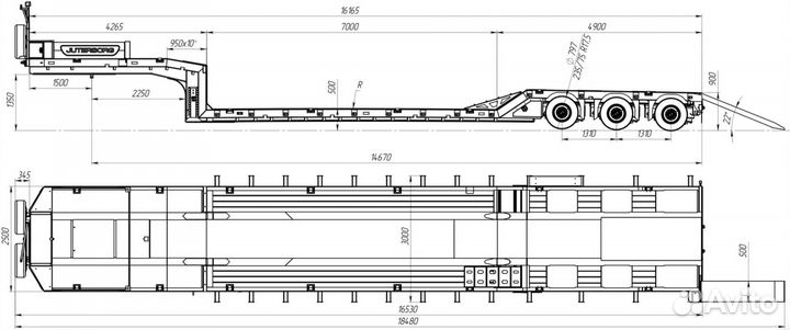 Полуприцеп трал (тяжеловоз) Juterborg JTB-40, 2024