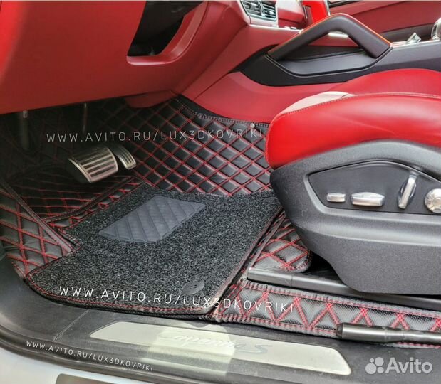 3D коврики из экокожи с ворсом Porsche Cayenne 3
