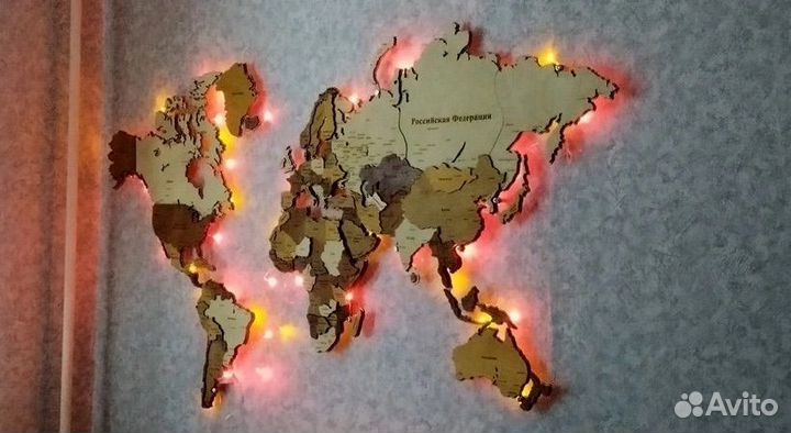 Карта мира с подсветкой и подложкой