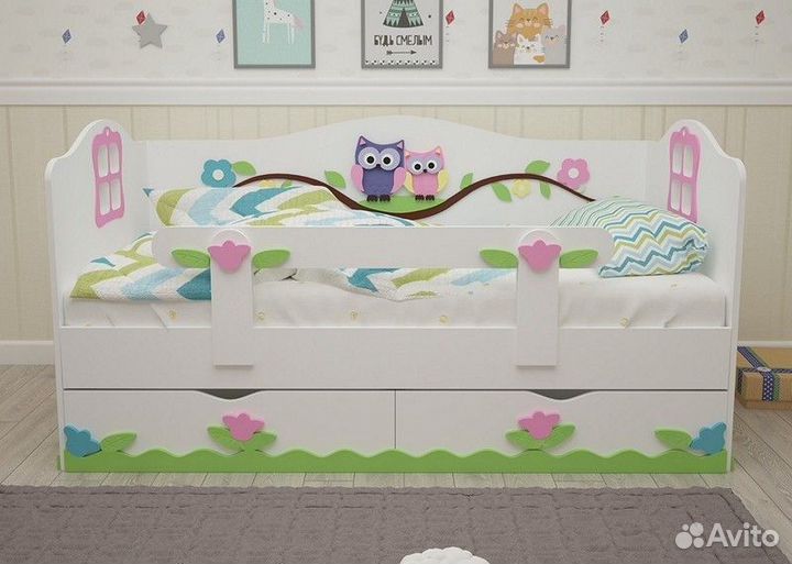 Детская кровать «Совята» + Матрас и постельное
