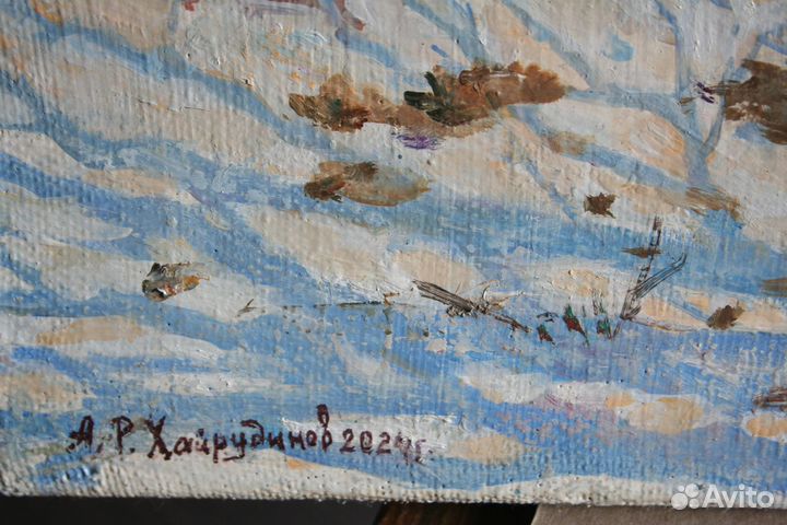 Картина маслом на холсте. Пейзаж. Весенний этюд