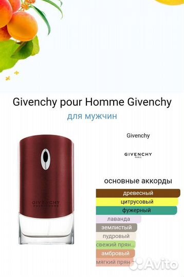 Духи Givenchy pour Homme туалетная вода 100мл