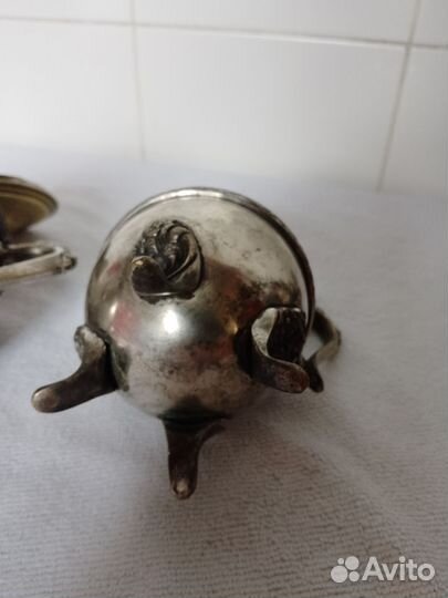 Кофейный набор старинный из 3 предметов мельхиор