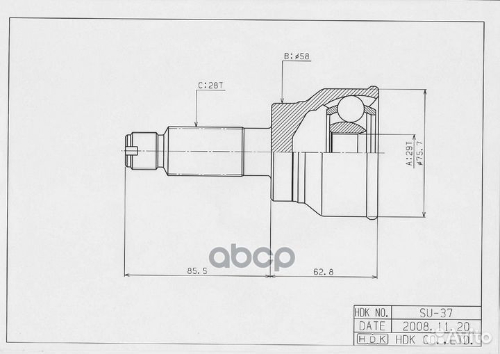 Шрус suzuki suzuki SX4 06- наружн. (29x58x28) S