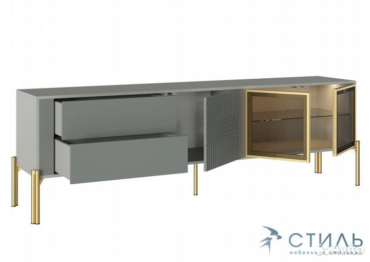 Омри Тумба под тв Шиншилла Серая матовая Лайт Грей