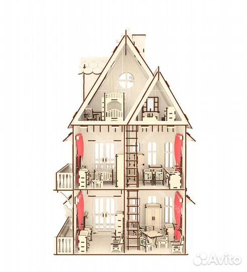 Кукольный домик с мебелью,торг уместен