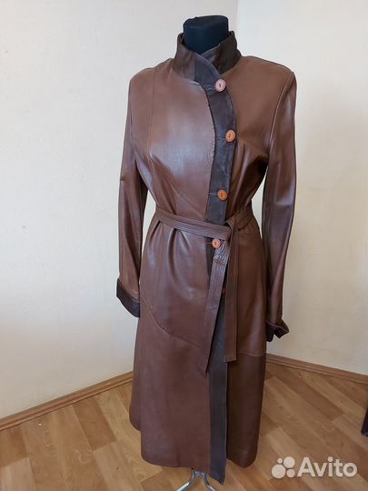 Кожаный плащ женский 42 44