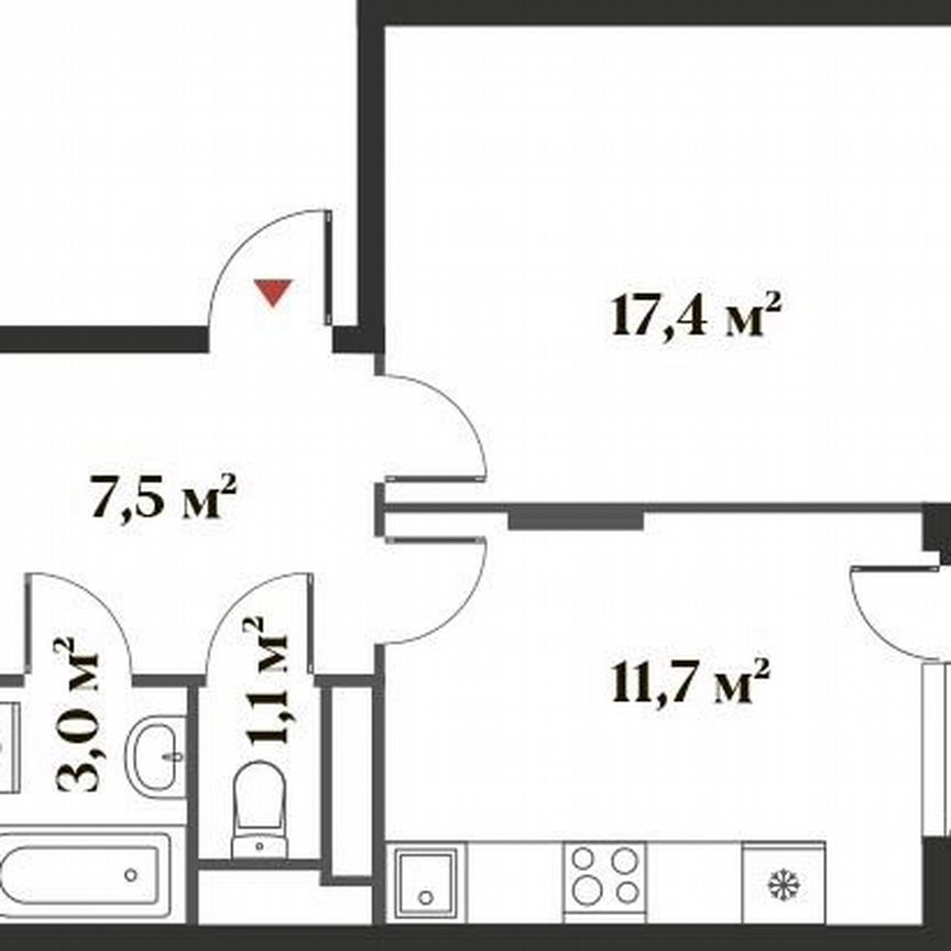 1-к. квартира, 40,7 м², 2/6 эт.