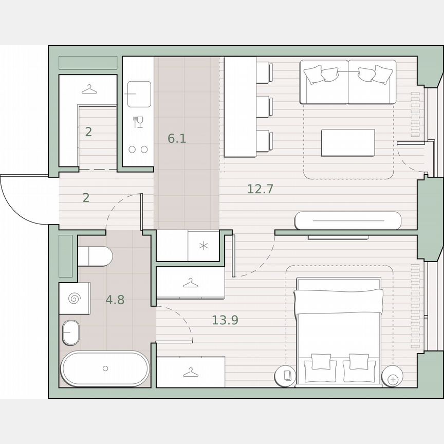 1-к. квартира, 41,5 м², 4/4 эт.