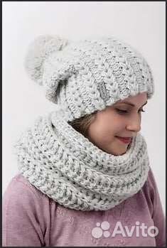 Комплект шапка и снуд зимний
