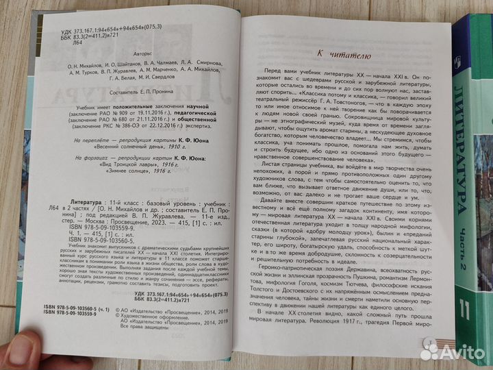 Учебники, литература 11 класс