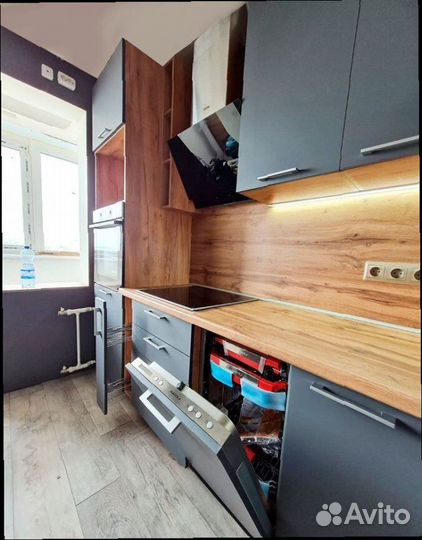 Кухня серая угловая модульная новая