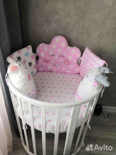 Детская кроватка трансформер круглая