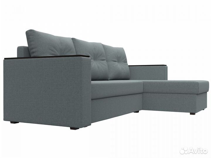 Диван угловой Атланта Лайт Б-С правый угол, рогожка, амур серый