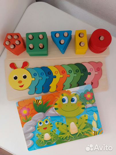 Развивающие игрушки деревянные 2-4 года