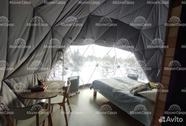 Шатер для глэмпинга Геокупол утепленный Сфера Юрта