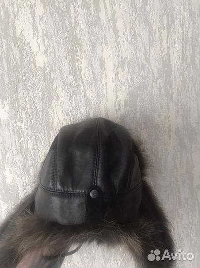 Мужская шапка ушанка мех кожа