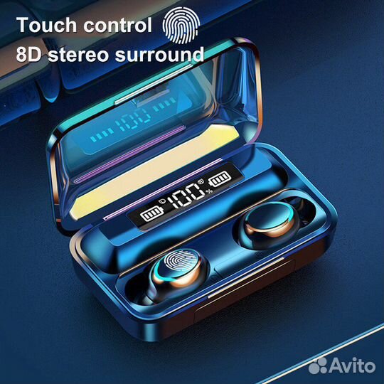 Беспроводные наушники TWS F9 5.0 сенсорные черные