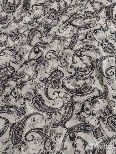 Ткань шифон натуральный шелк СССР огурцы Пейсли