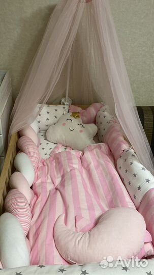 Комплект в кроватку для ребенка, бортики, балдахин