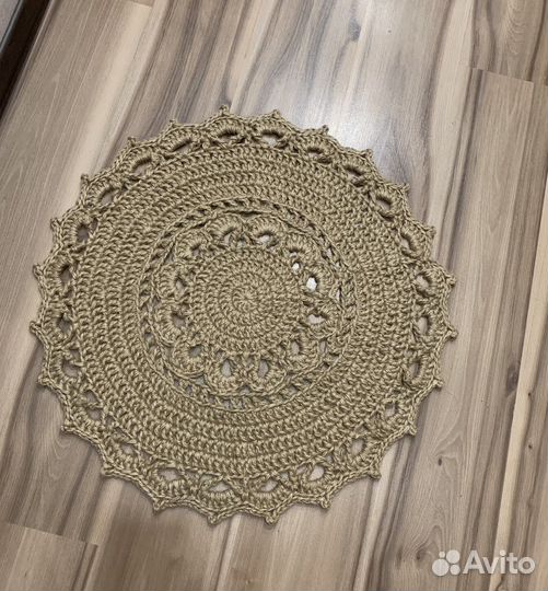 Коврик из джута круглый в стиле Бохо