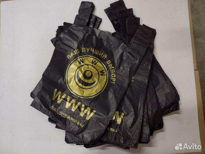 Пакет майка 50кг черный 42+20х64 см 27мк уп.50шт