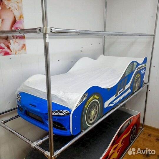Кровать машинка синяя
