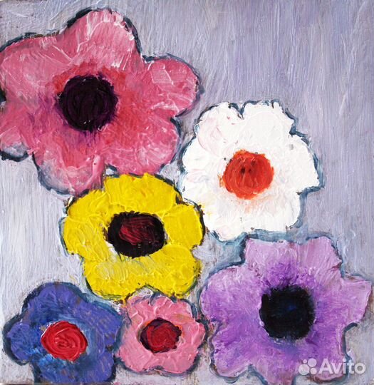 Картина маслом цветы пионы тюльпаны маки