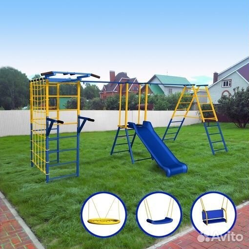 Спортивный уличный комплекс с двумя качелями