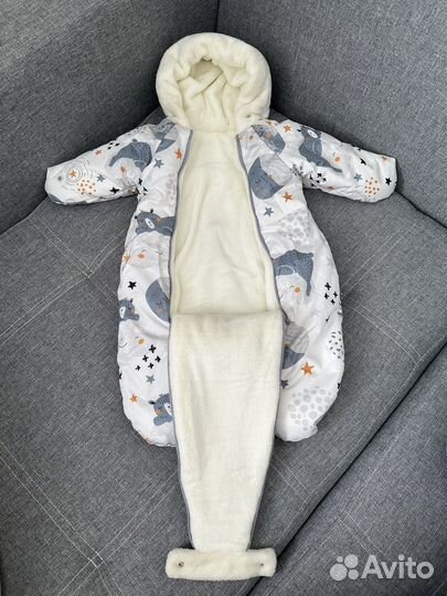Зимний конверт+комбинезон на выписку 0-3 месяца