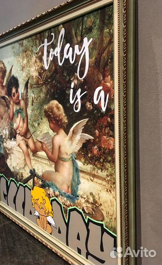 Картина в раме поп арт граффити Ангелы