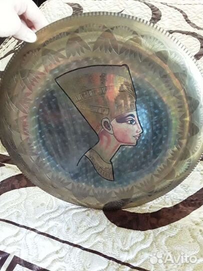 Большая тарелка- блюдо из латуни. Индия