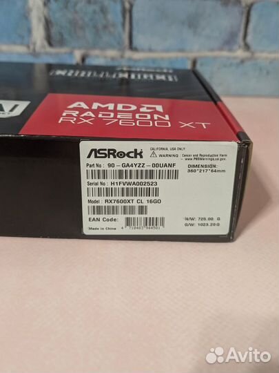 Видеокарта Asrock RX7600XT CL 16GO