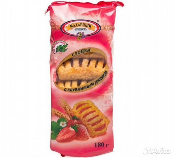 Слойки Махариши Клубничный джем с глазурью 180г