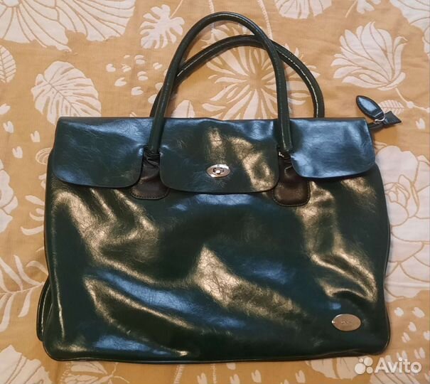 Сумка зелёная бордовая