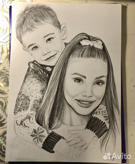 Портрет по фото на заказ карандашом