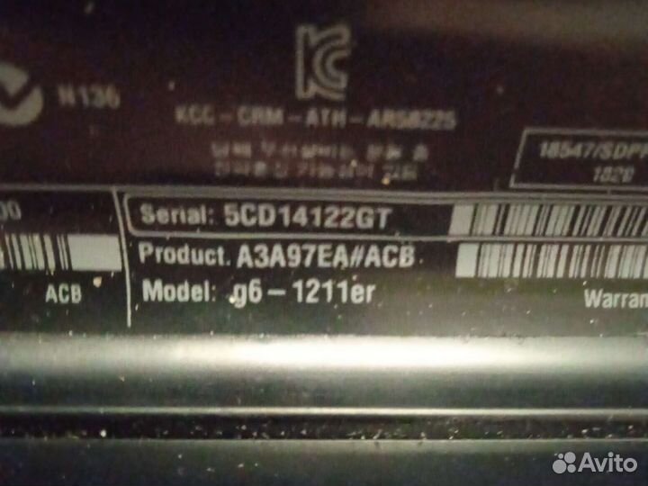 Ноутбук hp pavilion g6 на запчасти