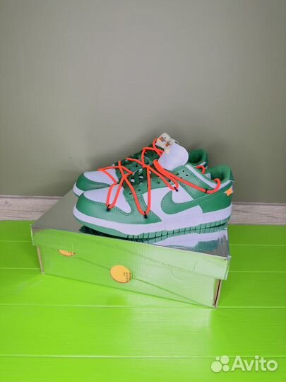 Кроссовки nike sb dunk low pine green off white