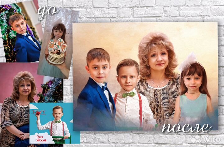 Портрет по фото на холсте