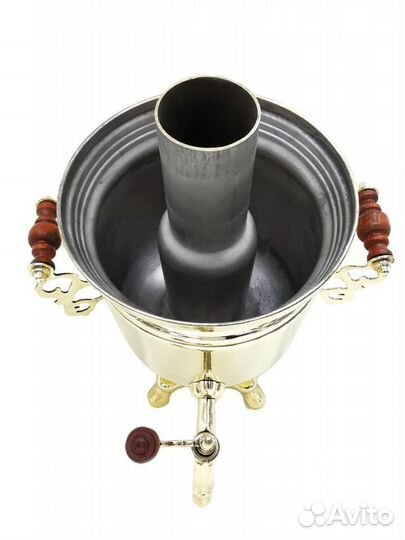 Современный самовар на дровах латунь Банка 2,5л