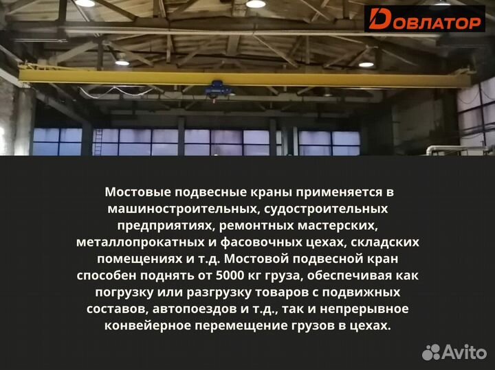 Кран мостовой подвесной г/п от 5 т