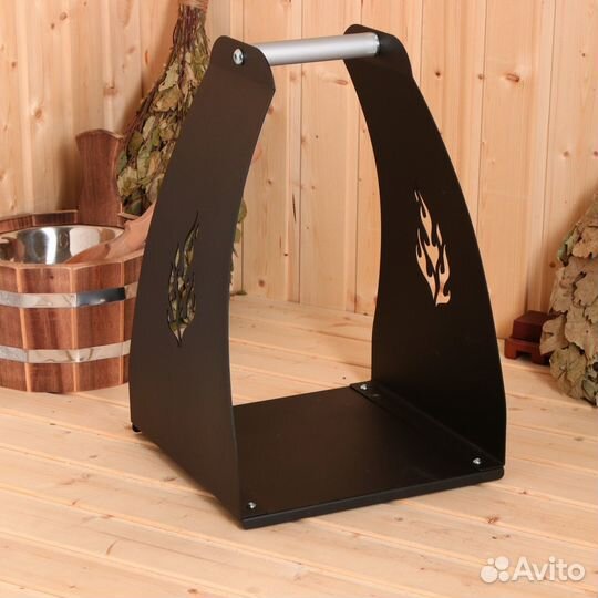 Дровница с ручкой, черная